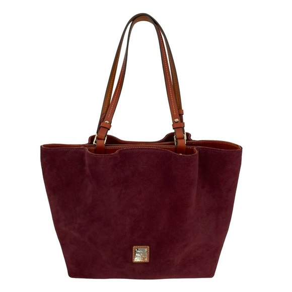 Elegant Burgundy Suede Tote Bag - Picture 1 of 14